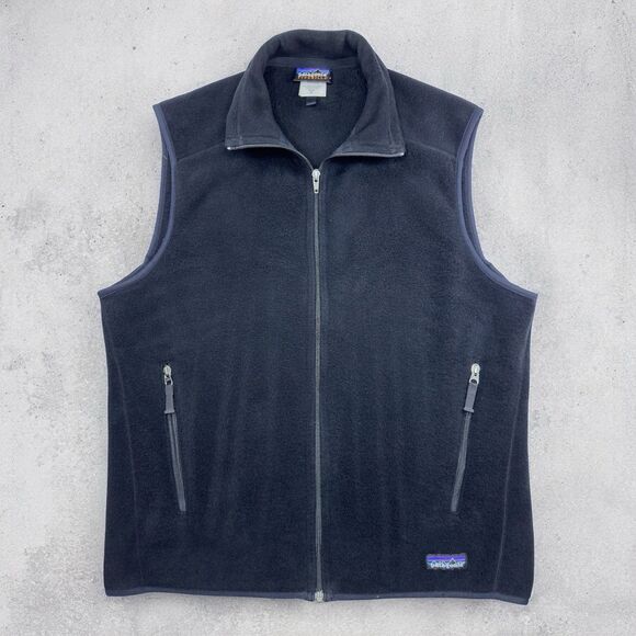 Patagonia Synchilla Fleece Vest Black Men’s Medium Full Zip - Picture 1 of 8